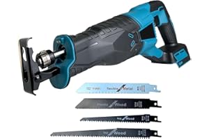 SQUAELTIRS Reciprocating Saw, Compatible with Makita 18V Battery, 3500 RPM Variable Speed, 4 Saw Blades Included, Electric Wood Saw for Wood & Metal Cutting (No Battery)
