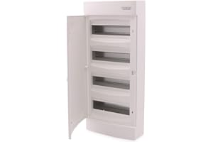 Intratec Sicherungskasten Aufputz 4 reihig – IP40 Verteilerkasten Aufputz Gehäuse für 48 Module mit weißer Tür für einfache Installation Zuhause & Gewerbe – 653 x 287 x 102 mm