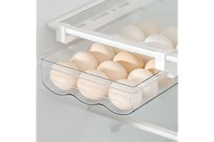 LROCOTANC Caja de Almacenamiento de Huevos con Cajón - Caja Transparente para Huevos con Guías y Asas - Cajón de Plástico para Refrigerador - Ideal para Huevos, Verduras y Frutas en Cocina o Restaurante.