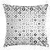 Produktbild MLNHY Geometric Circle Decor Throw Pillow Cushion Cover, Simple Vortex Disc Shaped Interior Ellipse Chord Lines Artwork, Decorative Square Accent Pillow Case, 18 X 18 Inches, Black White