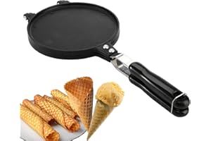 Dicunoy Waffle Cone Maker, Nonstick Ice Cream Cone Maker, 6.7" Egg Roll Crepe Pan, Camp Pancake Crispy Cone Omelet Mold for Waffle Cups, Choco Tacos, Fuel Gas Stoves Only
