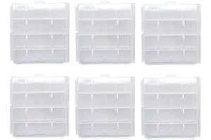 HOMEFUNTIME Battery Case AA/AAA Battery Holder Container Compact Portable Organizer Storage Case Insulative Plastic Clear Protective Battery Case for Travelling/Home/Office/School/Garage(6 PCS)