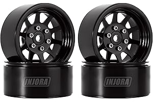 INJORA 1.9 Beadlock Wheel Rims for 1:10 RC Crawler Axial SCX10 Pro SCX10 III TRX4 VS4-10 Redcat Gen 8 7 Pro Enduro,Metal Alloy,107g/pcs (Black)