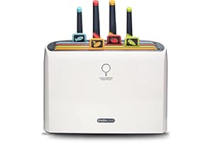 Charmline Smart Knife, tagliere,Set di taglieri e coltelli sterilizzati， utensile da cucina, supporto asciutto con 4 taglieri, 4 coltelli