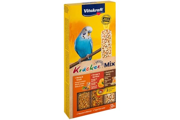 Vitakraft Kräcker Trio-Mix Perruche - Miel, Orange & Pop-Corn