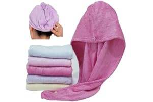 Happyit Toalla de Cabeza Suave 100% de la Fibra de Bambú Súper Mágico Que Absorbe el Sombrero de Sequía del Pelo (Rosa roja)