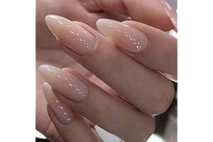 Yamobi Press on Nails Almond Fake Nails, Nude Gradient Full Cover paznokcie sztuczne paznokcie z klejem do sztucznych paznokci, akrylowe paznokcie dla kobiet i dziewcząt