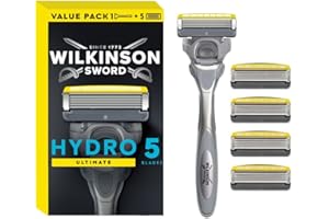 WILKINSON SWORD - Hydro 5 Ultimate Razor For Men Shock Absorb Technology Hydrating Gel & Precision Trimmer Razor plus 4 Blades Refills Pack