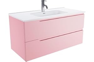 PARAMA Mobile Bagno Sospeso 70 cm 2 Cassetti Rosa Cipria Opaco Con Lavabo Mod. Ardenne