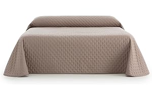 Sanelitex | Colcha de Cama Habitat | Color Lino | Cama de 180 | Reversible | Tacto Extrasuave | Hecho en España