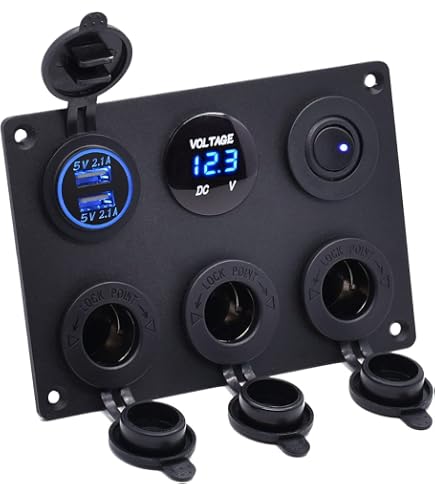 Panneau d'interrupteurs à bascule pour bateau, 12 V 24 V avec 8 prises USB, voltmètre numérique LED pour voiture, camion, camping-car, yacht