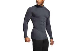 TSLA Men's Thermal Long Sleeve Compression Shirts, Mock/Turtleneck Winter Sports Running Base Layer Top