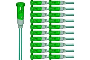 Gebildet 20 Piezas Luz Indicadora LED 10 mm Ahorro de Energía Luz Indicadora LED Voltaje Corriente AC/DC 12-24V Orificio de Montaje Cuadrado Tamaño 10 mm (verde)