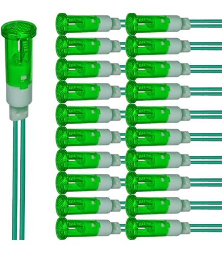 Othmro LED Signal Indicator Plastic Shell 12V Power Round Top Waterproof Pilot Dash Car Truck Boat NXD-215 35mm Bulb Lamp Directional Length 8mm Green
