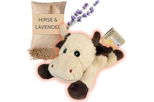 ‎HABIBI Habibi Premium MIDI Deluxe – Wärmekissen/Stofftier f. Babys und Kinder - 2044 Mini Kuh, herausnehmbare Hirsefüllung, zum Erwärmen in der Mikrowelle, auch für Erwachsene geeignet (Kuh)