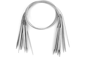 QWORK® 8 Pièces Aiguilles Circulaires à Tricoter, Acier Inoxydable, 80 cm de Long pour Les Projets de Tricot, 2 mm, 3 mm, 4 mm, 4.5 mm, 5 mm, 6 mm, 7 mm, 8 mm
