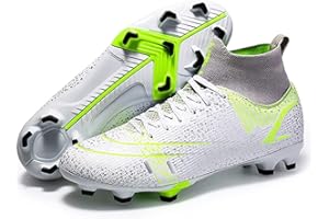 Kmrlofiy Crampons de Foot Homme Chaussures de Football High Top Spike Crampons Homme Professionnel Antidérapant Athlétisme Entrainement Chaussures de Football de Sport Enfant Homme