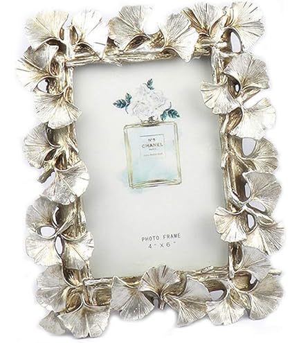HAUCOZE Bilderrahmen Silber, 10x15 Cm, Moderner Tischrahmen Aus Polyresin – Perfekt Als Geschenk
