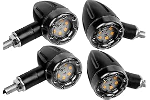 Riloer 4pcs Motorcycle LED Rear Bullet Turn Signal Lights, Super Bright Motorbike DRL Bullet Indicators Daytime Running Light Brake Lamps Mini Bullet Indicators Universal Blinker Amber Light