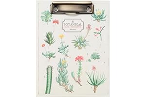Kokonote Botaniczny folder na kaktusy z klipsem - teczka na dokumenty A5 - zawiera notatnik i kieszeń - 6,7 x 8,58 cala / 17 x 21,8 cm - tablica z klipsami, urocza artykuły pa