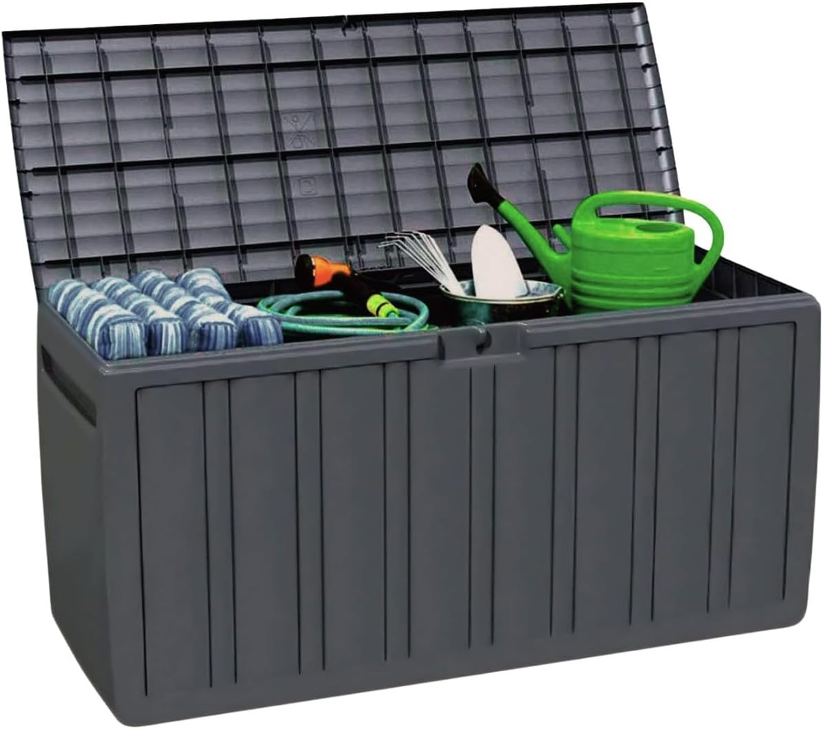 THINIA HOME Baúl Exterior de Resina para Jardín, Terraza o Balcón | Arcón Impermeable para Objetos y Juguetes | 270 Litros | 117x45,5x57cm