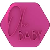 LissieLou Oh Baby Cookie Stamp Baby Shower or Gender Reveal Party Icing Fondant Embosser - Light Pink