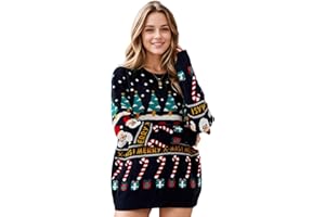 Crittygo Pull de Noël Femme Rigolo Ugly Pull Noel, Hiver Pullover Noel Femme, Noël Pull en Tricot pour Femmes, Cadeaux de Noël pour Les Femmes