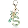 OKAICEN Fashion Alphabet Initial Letter Keychain Tassel Butterfly Pendant Key Ring for Purse Handbags Women Girl