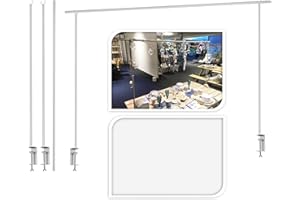 URBNLIVING 240cm Metal sobre mesa colgante decoración Display Rod Rail Pole con abrazadera (blanco)