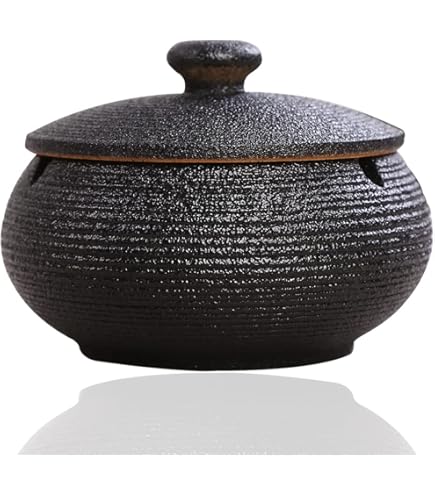 Posacenere In Ceramica JRose Con Coperchio – Antivento, Per Esterno/Interno, Rosso