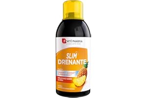 FORTÉ PHARMA Slim drenante: complemento alimenticio que asocia reina de los prados, hibiscos, rabillo de cereza, té verde y CactineaTM. El fitotrío de guayaba, alga aosa y genseng completan la fórmula. Sabor piña