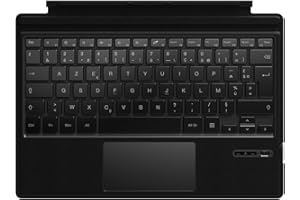 Qulose Surface Pro Clavier Français pour Microsoft Surface Pro 7 Plus/Pro 7/Pro 6/Pro 5/Pro 4/Pro 3, Clavier AZERTY sans Fil Bluetooth, Type Cover avec Pavé Tactile et Batterie Rechargeable-Noir
