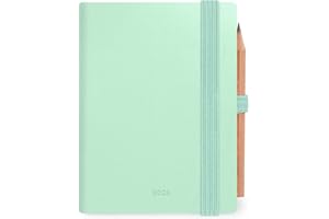 Legami - Agenda bidiaria Mini 2026, color pastel de menta, 12 meses mini, agenda y lápiz incluido, cierre con elástico, agenda de enero 2026 a diciembre de 2026, en papel FSC certificado, 7 x 10 cm