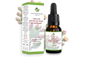 Naturoleum Huile de Pépins de Figue de Barbarie Bio 15ml - Pipette - Bouteille en Verre - 100% Pure, Naturelle, Pressée à Froid - Huile de Figue de Barbarie Bio Visage Anti-Âge et Anti Cerne Bio