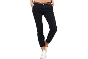 Sublevel Damen Boyfriend Chino Hose Stoffhose inkl. Gürtel