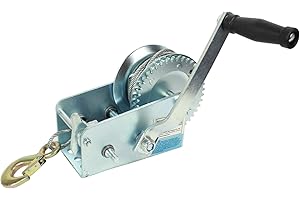 BAUMARKTPLUS TrutzHolm® Bootswinde Handseilwinde Stahlseil mit Haken 1130kg | 2 Gänge | Seilstärke 5mm | Seillänge 9,5m