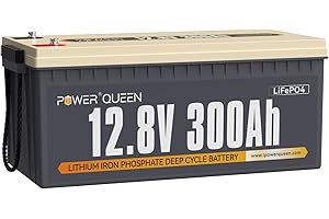 ‎POWER QUEEN Power Queen 12V 300Ah 3840Wh LiFePO4 Batterie, Integriertes 200A BMS, Lithium Batterie 2560W Leistung, 4000-15000 Tiefzyklen, 10 Jahre Lebensdauer, Perfekt für Solar, Wohnmobil, Yachten, Off-Grid
