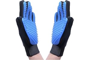 IEDAHCIT PACKAGING 1 Pair Of Pet Grooming Gloves ,Deshedding Brush ,Hair Remover ,Mitt Massage Tool. Easy and mess free grooming. Designed For Dogs,Cats,Rabbits,Horses With Long/Short Fur- Blue And Black