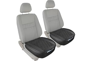 FINITYPRO 2 Pack Car Seat Covers PU Leather, Car Seat Protector for Front Seat Bottom with Storage Pocket, Anti-Slip Soft Seat Cushion for Driving, Car Seat Cover Front 2pcs, Universal Fit 95% Vehicle, Black