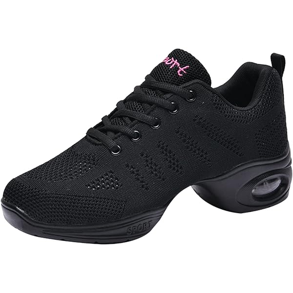 Dames Jazz Schoenen Lace-up Dansschoenen Ademend Mesh Luchtkussen Lady Split Zool Platform Dans Sneakers, Wit B, 41 EU