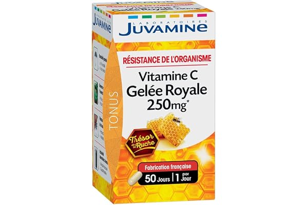 JUVAMINE - Résistance de l'Organisme Vitamine C Gelée Royale 250mg - Fabriqué en France - 50 Gélules