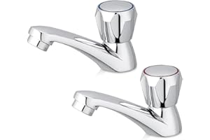 Bifordo Basin Tap,Easy to Install Metal Bathroom tap,1 Pair Club Tap,Chrome Bathroom Sink Mixer Tap 2 PCS