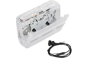 YUNSEITY Lecteur de Cassette Portable Radio FM Lecteur de Microcassette Portable Rétro Lecteur de Bande Classique avec Port AUX 3,5 Mm et Bluetooth (Transparent)