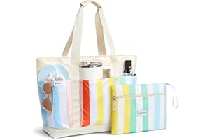 G4Free Torba plażowa, wodoodporna torba plażowa na ramię dla kobiet, kompatybilna z kubkiem Stanley, składana na weekendowe podróże