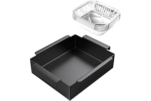 DcYourHome Grill Drip Pan for Chargriller 5050 5650 5750 5072 5030 3000 3070 3072 4001 4208 Replacement Parts, for Weber 7518 Porcelain Steel Grease Catch Pan & 10 Pack Aluminum Foil Drip Pan