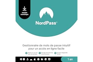 NORDVPN NordPass Premium, 1 An, Gestionnaire de Mots de Passe, Code Numérique