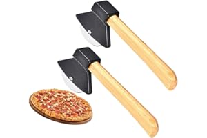 YDDM 2 Pezzis Rotella Tagliapizza Antiaderente, Rotella Tagliapizza Professionale, Tagliapizza in acciaio inox, Tagliapizza Ascia, utilizzato per tagliare pizza, pasticceria, Pie, Waffle, Pane(nero)