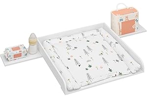 WOLTU Fasciatoio Neonato, Fasciatoio Universale per Cassettiera con 3 Bordi Rialzati, Profondità Regolabile 47-50 cm, in MDF, 160x80x10 cm (80x80 cm per Bambini)