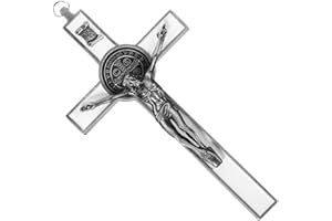 HAMPPLIES Crocifisso Da Parete in Metallo Argento Vintage Decorazione Murale Religiosa Tradizionale Per Casa Ufficio e Chiesa Croce Cristiana Con Design Classico Elegante