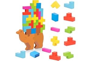 Galerie SV Tetris Tower Jouet d'Équilibre pour Enfant,Jeux Enfants 2 3 4 5 Ans,Jeux eEducatif eEnfant 2 3 4 5 Ans,Blocs de Construction Stack Attack Balance Jeu Montessori,Cadeau Chameau